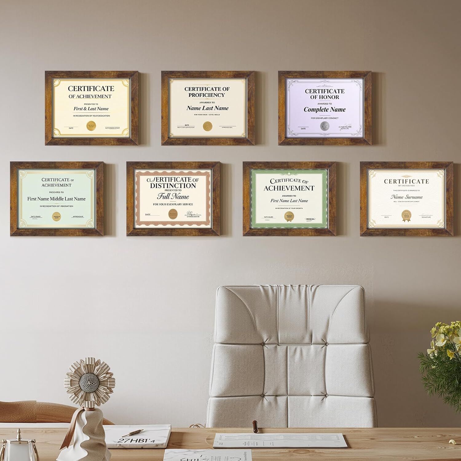 Certifications wall at Kabibai Dental Clinic